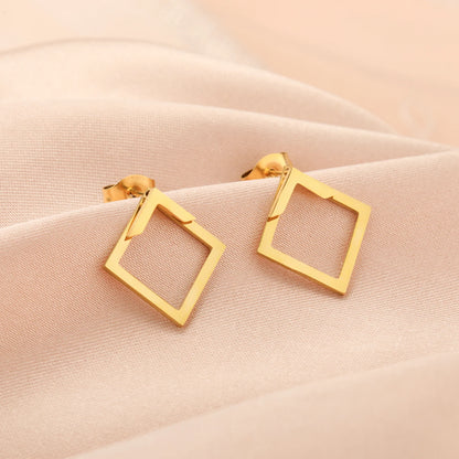 Geometric Minimalist Gold Stud Earrings
