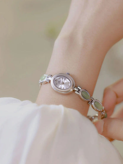 Natural Gemstone Oval Jewelry Watch