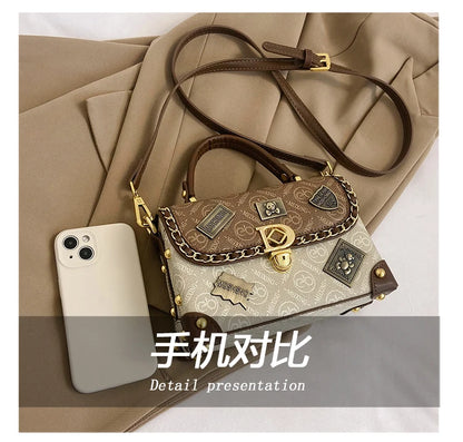 Retro Chain Linked Leather Handbag