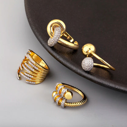 Hip-Hop Zircon Adjustable Open Ring