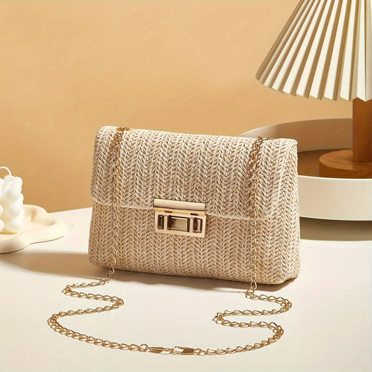 Handwoven Artisan Straw Lock Purse