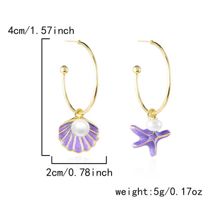 Enamel Starfish Holiday Shell Earrings