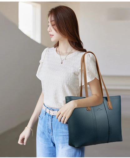 Designer Soft Leather Bucket Tote