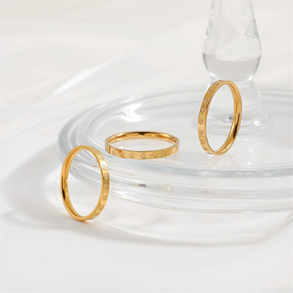 Minimalist Gilded Heart Wedding Ring