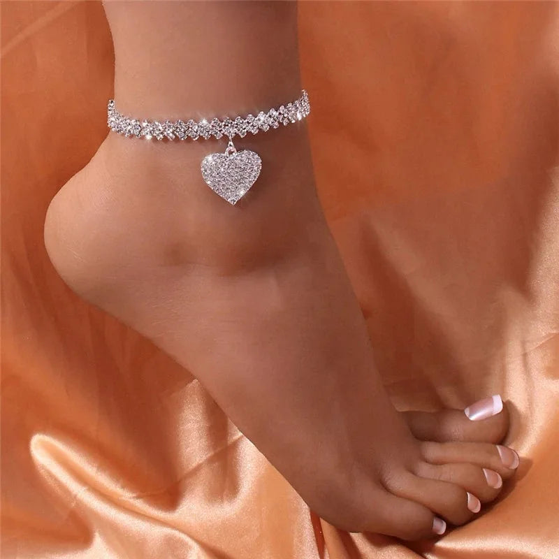 Copper Inlaid Diamond Foot Anklet