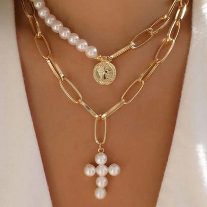 Multilayer Evil Eye Pearl Necklace