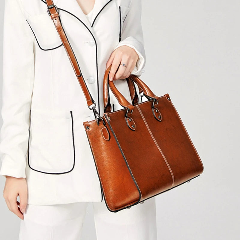 Premium Cowhide Executive Shoulder Tote