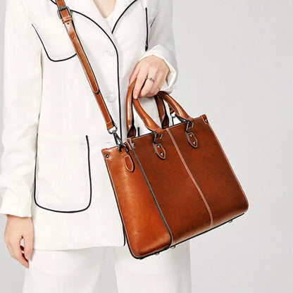 Premium Cowhide Executive Shoulder Tote