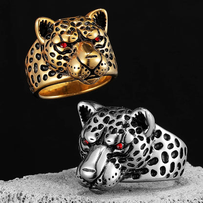 Leopard Animal Punk Biker Ring