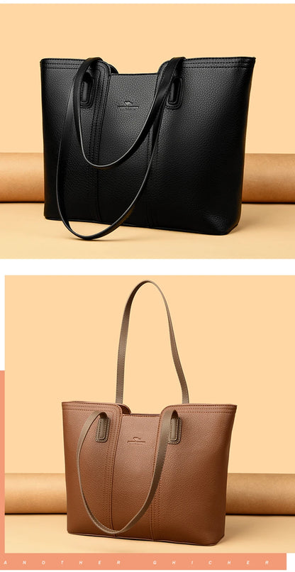 Designer Soft Leather Bucket Tote