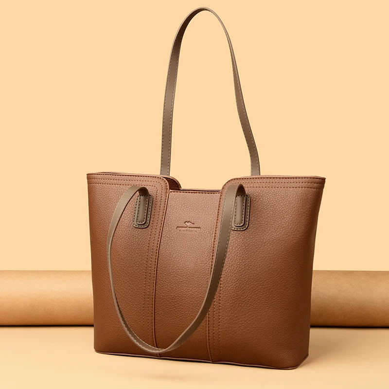 Designer Soft Leather Bucket Tote