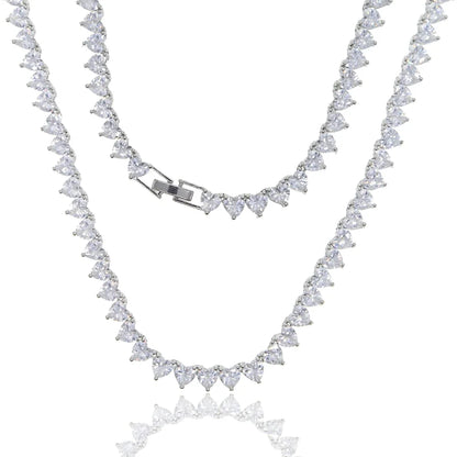 Bling Heart CZ Tennis Necklace