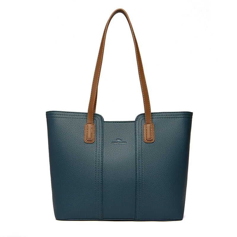 Designer Soft Leather Bucket Tote