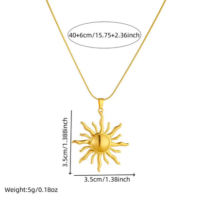 Solar Concise Sun Pendant Necklace