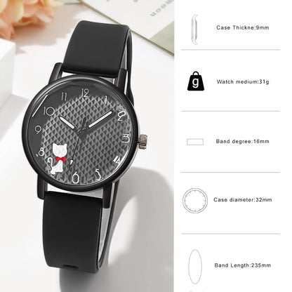 Whimsical Cat Silicone Kids Watch