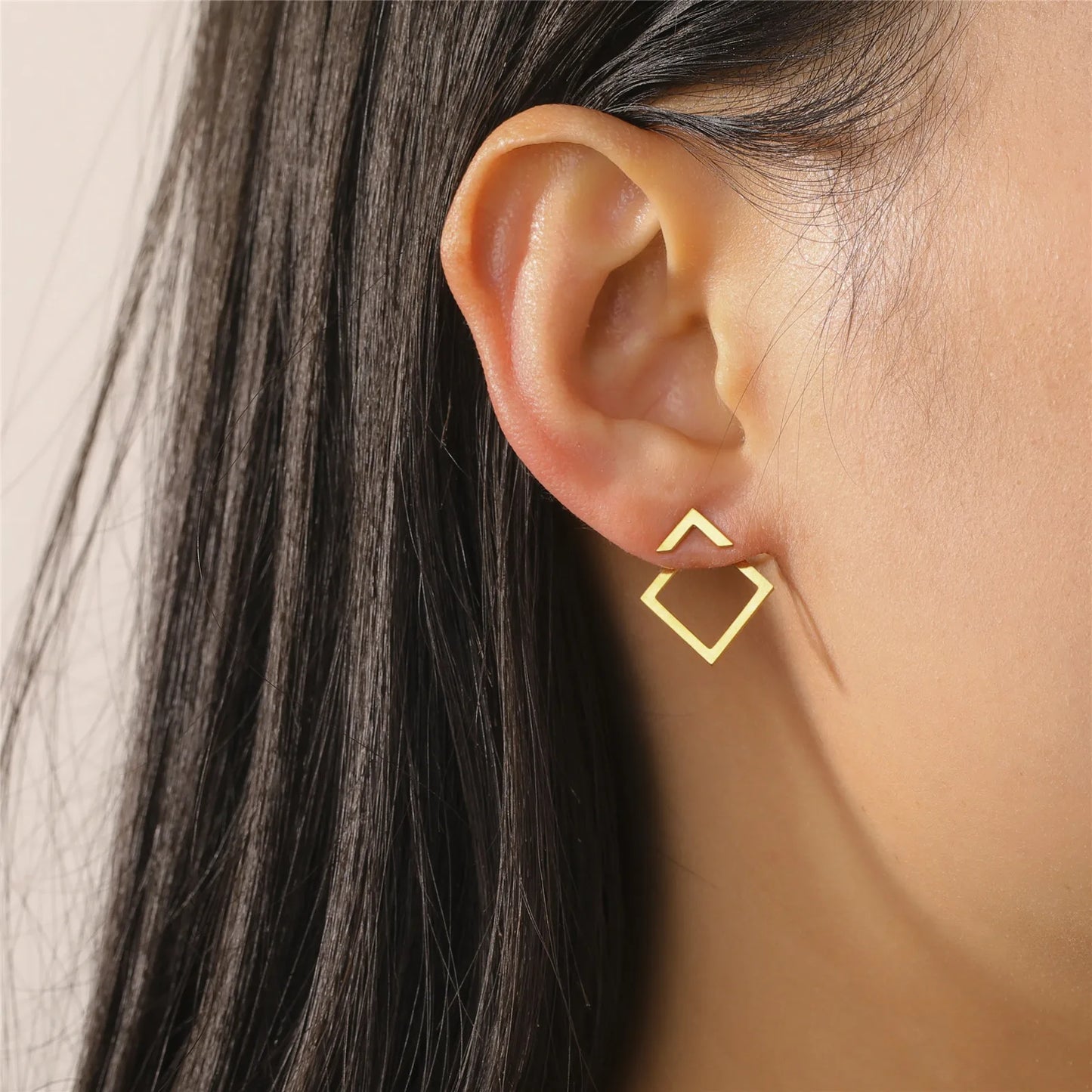 Geometric Minimalist Gold Stud Earrings