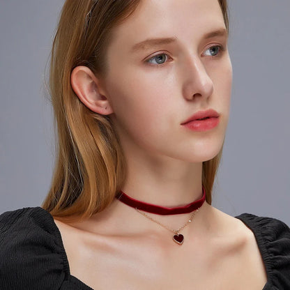 Gothic Velvet Double Love Necklace