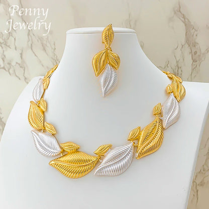 Leaf Shaped Gilded Choker Set