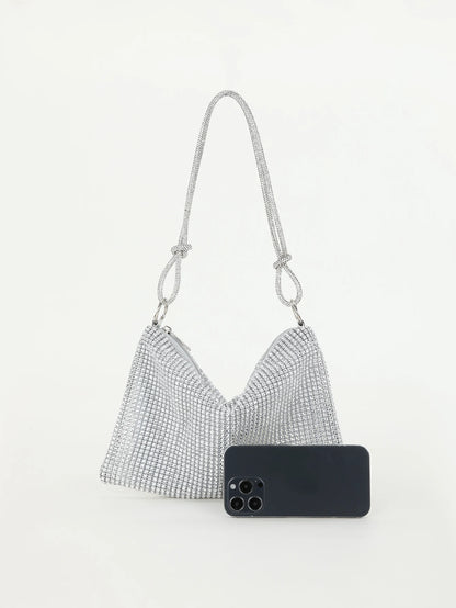 Rhinestone Crescent Evening Underarm Bag