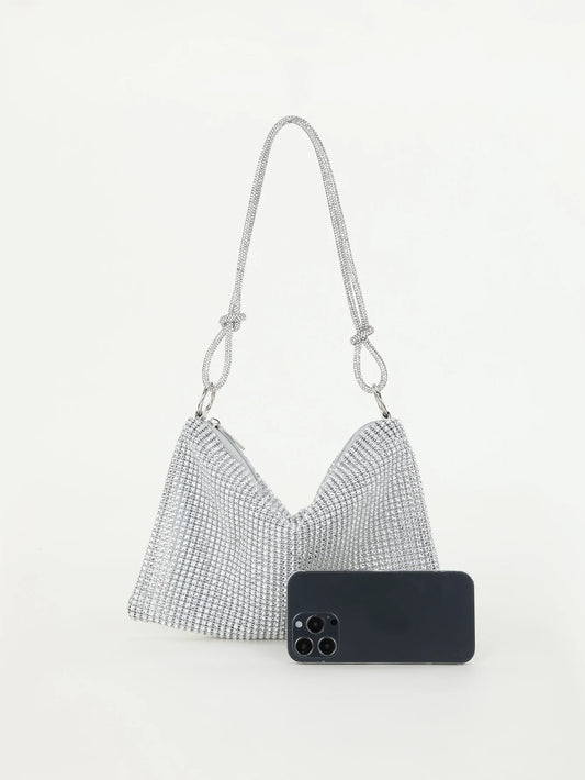 Rhinestone Crescent Evening Underarm Bag