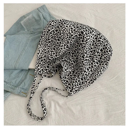 Leopard Motif Canvas Statement Tote
