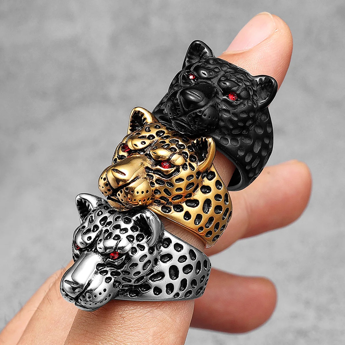 Leopard Animal Punk Biker Ring
