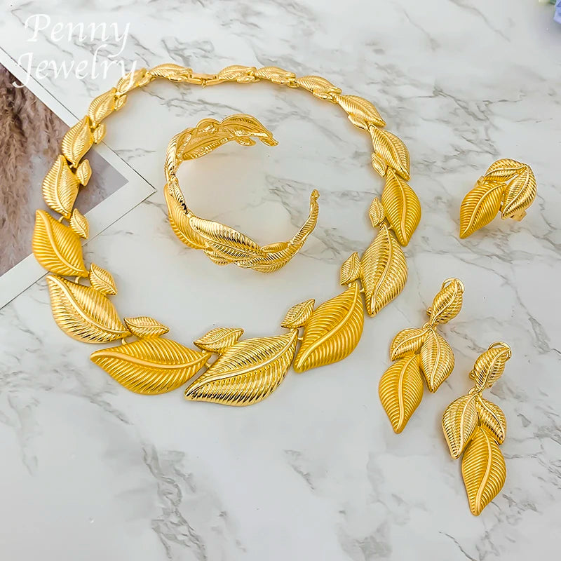 Leaf Shaped Gilded Choker Set