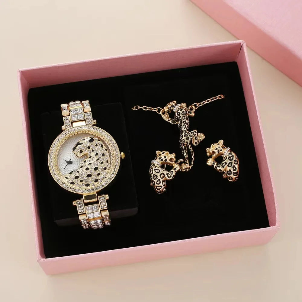 Crystal Animalier Gilded Watch Set