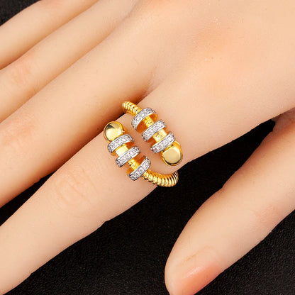 Hip-Hop Zircon Adjustable Open Ring