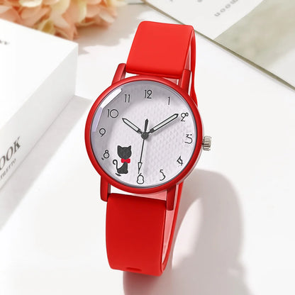 Whimsical Cat Silicone Kids Watch