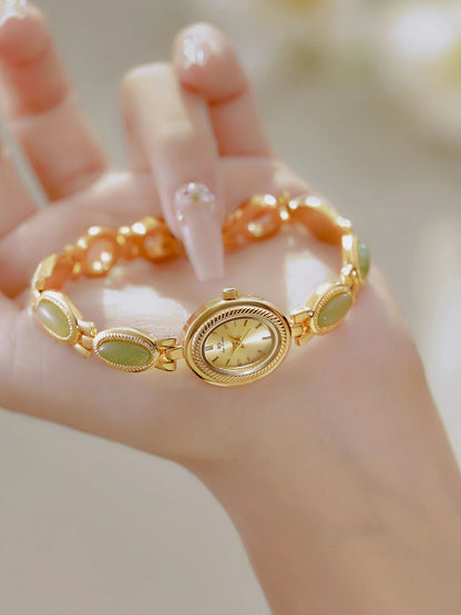 Natural Gemstone Oval Jewelry Watch