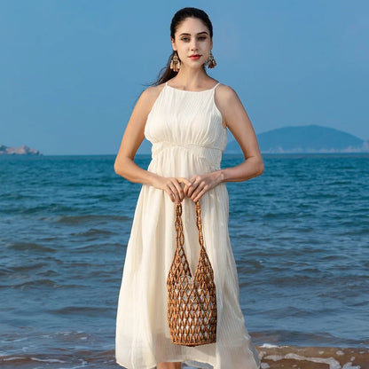 Hand-Beaded Exquisite Wooden Tote