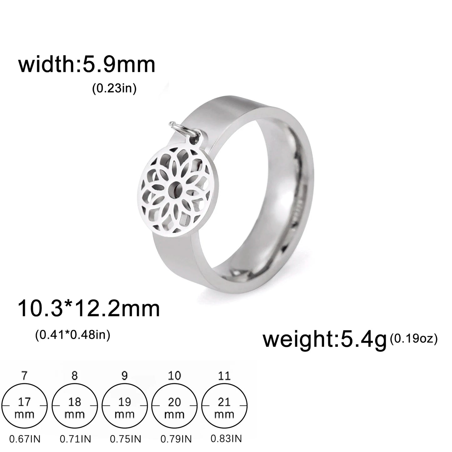 Minimalist Floral Stainless Steel Ring
