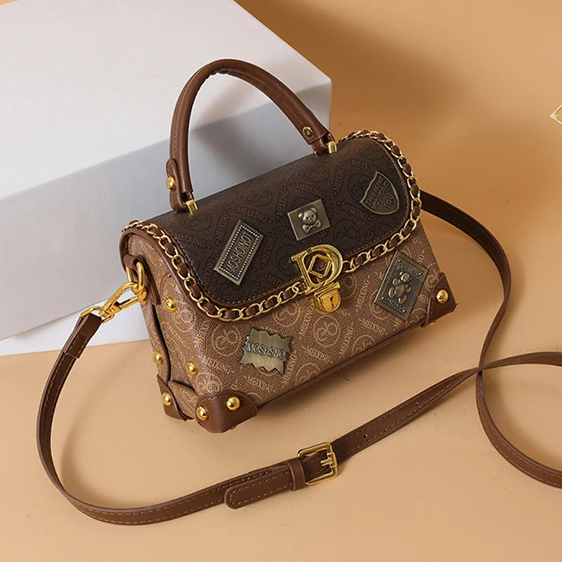 Retro Chain Linked Leather Handbag