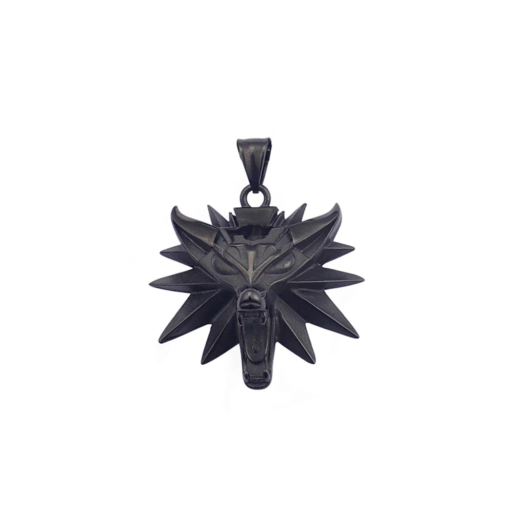 Viking Wolf Head Punk Necklace
