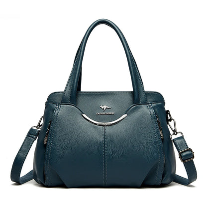 Multi-Pocket Soft Leather Designer Tote