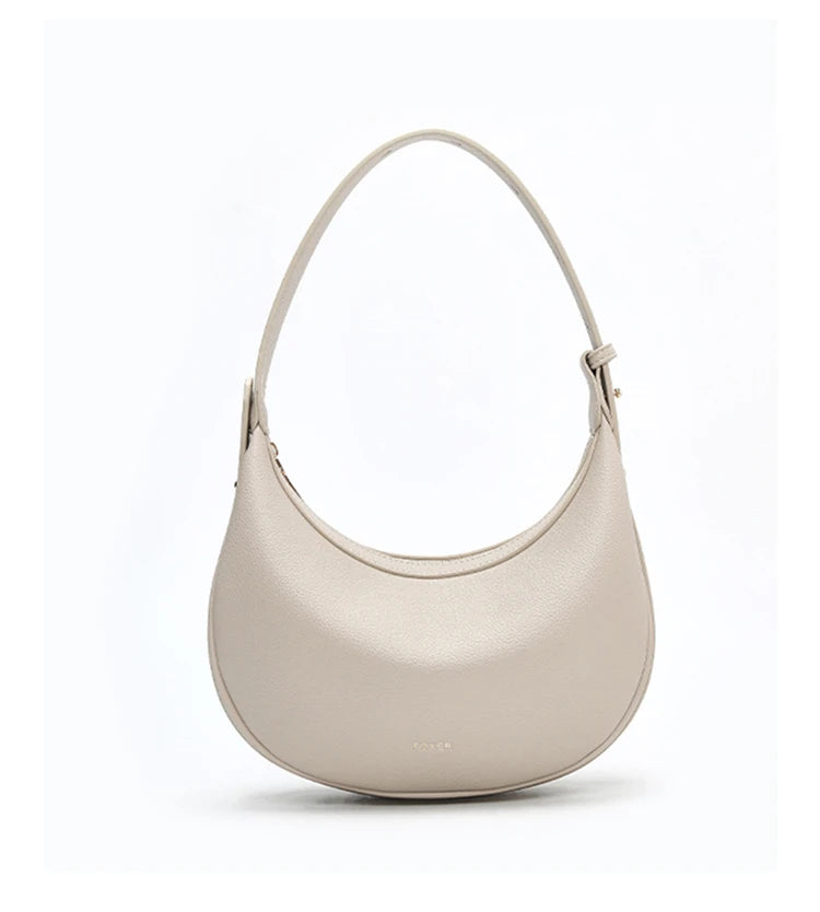 Minimalist Crescent Leather Underarm Bag