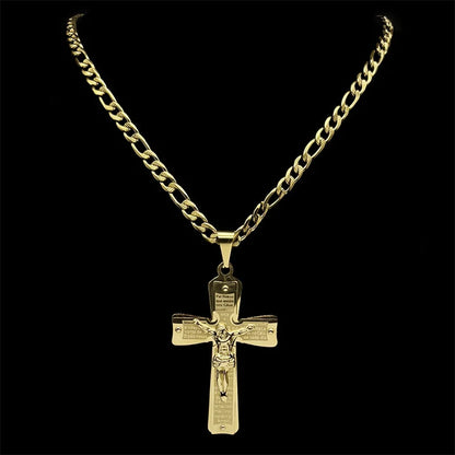 Gilded Bible Prayer Crucifix Necklace