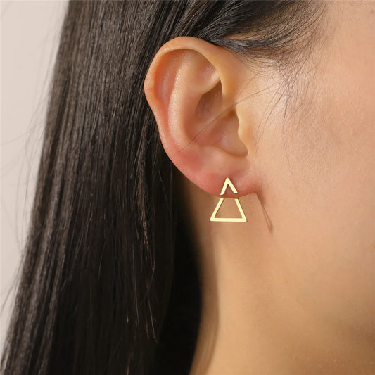 Geometric Minimalist Gold Stud Earrings