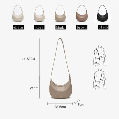 Minimalist Crescent Leather Underarm Bag