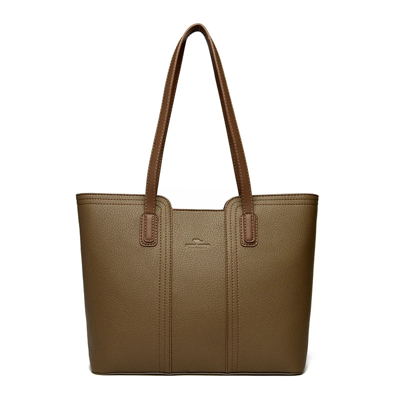 Designer Soft Leather Bucket Tote
