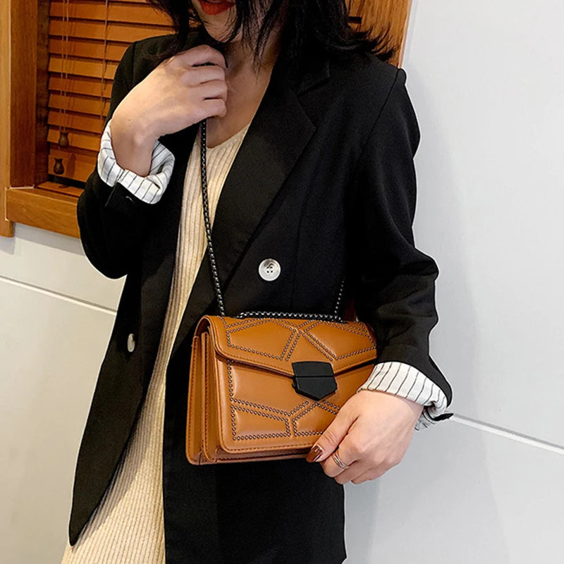 Vintage Rivet Designer Crossbody Bag