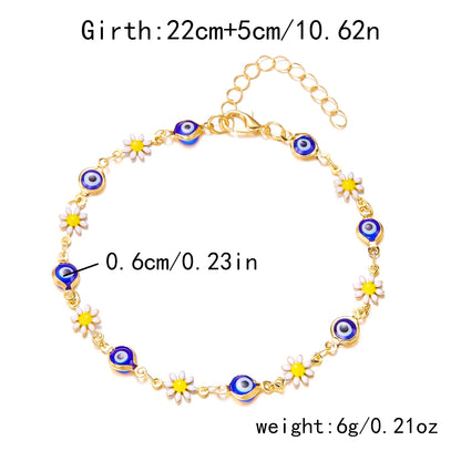 Enamel Daisy Evil Eye Anklet