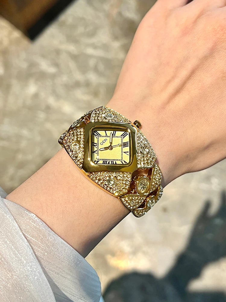 Roman Numeral Full Diamond Watch
