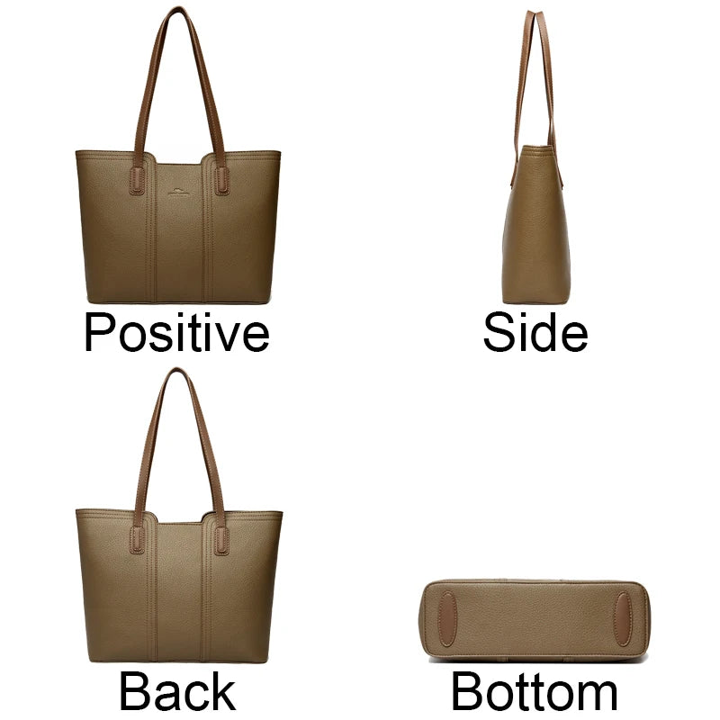 Designer Soft Leather Bucket Tote
