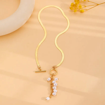 Pearl Tassel Snake Bone Necklace