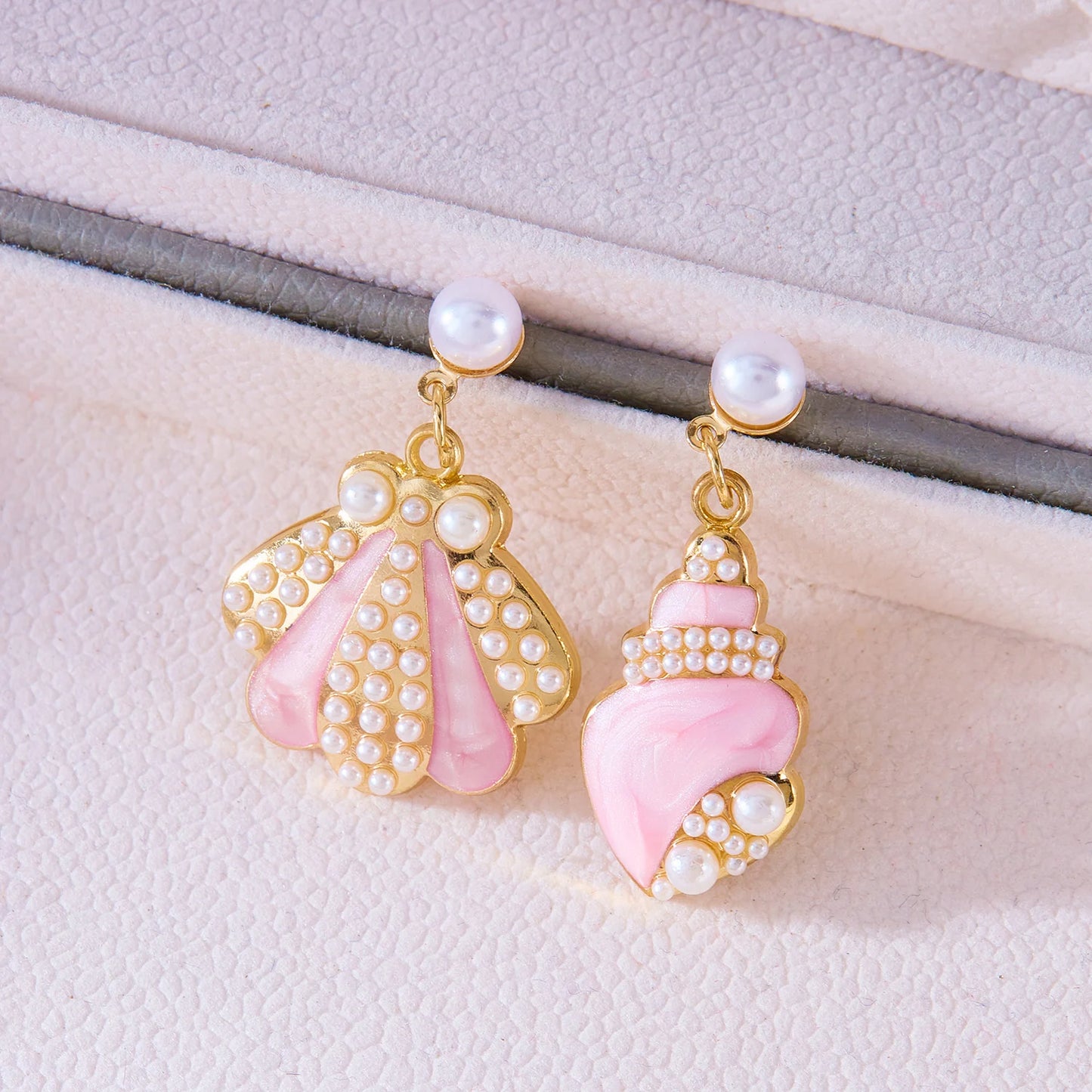 Enamel Starfish Holiday Shell Earrings