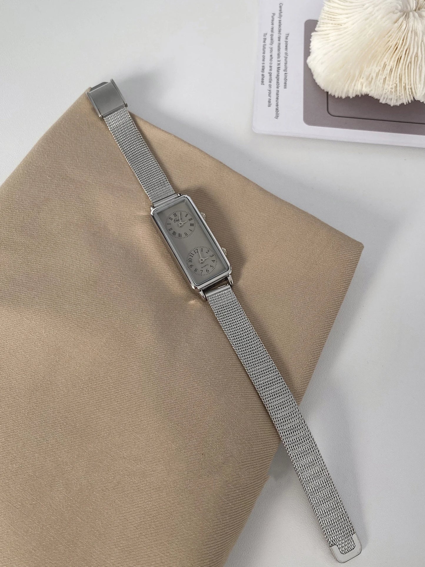 Dual-Movement Retro Square Timepiece
