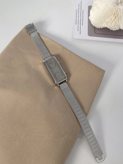 Dual-Movement Retro Square Timepiece
