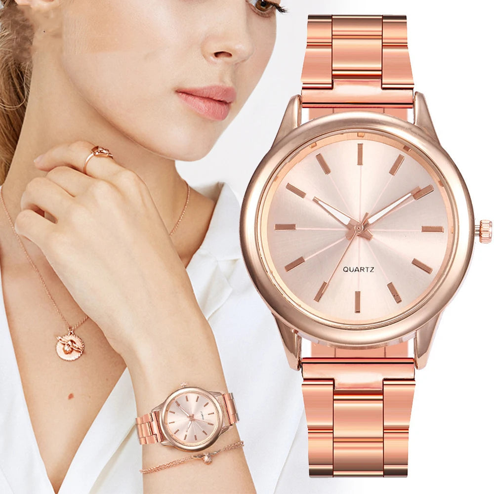 Gold Rhinestone Casual Bracelet Watch